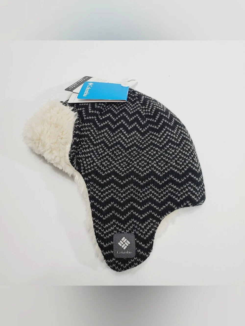 Columbia Youth Winter Trapper Hat Winter's Match With Earflap Black Zigzag XL